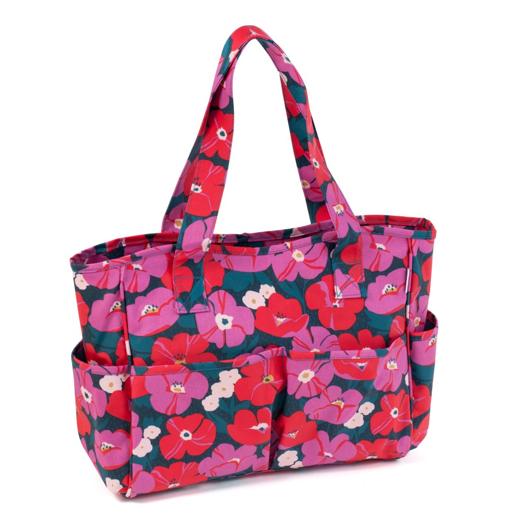 Pink and Red Floral Knitting Bag