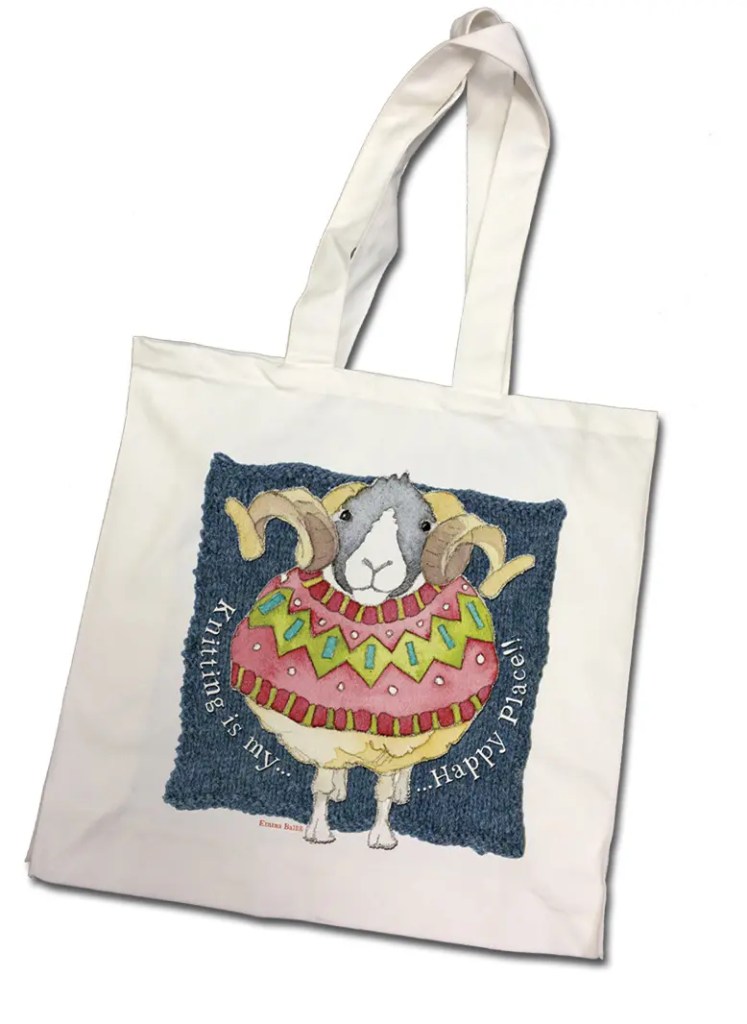 Knitting is my happy place Cotton Canvas Bag