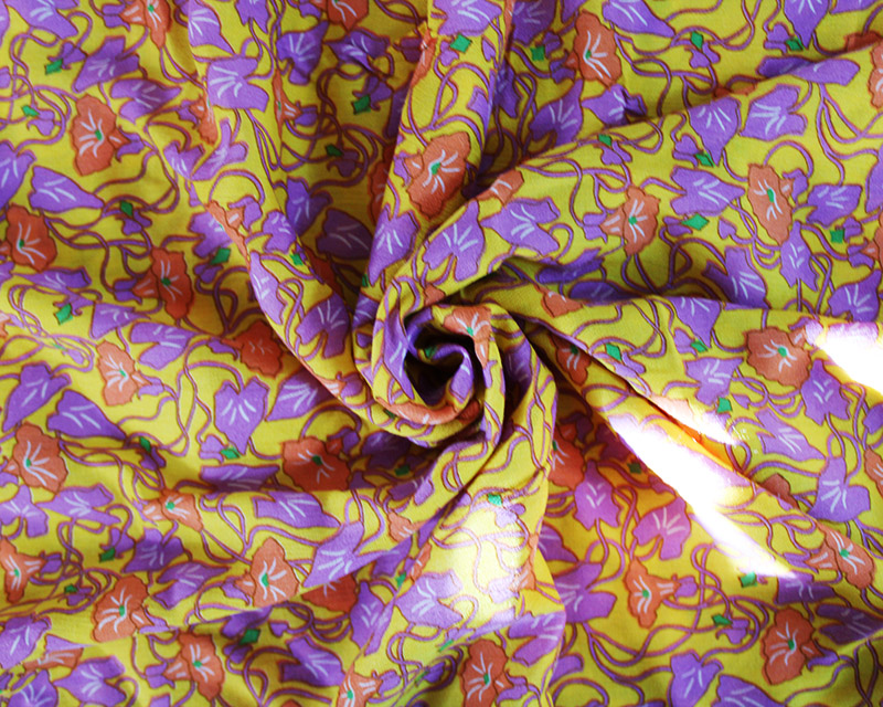 Mustard Floral Crinkle Viscose