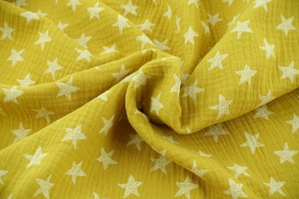 Mustard Stars Pattern Double Gauze