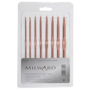 Crochet Hook Set: Rose Gold: 15cm x 3.00 - 6.50mm: Pack of 8