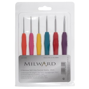 Crochet Hook Set: Soft-Grip Rubber Handles: 14cm x 2.50 - 5.00mm: Pack of 6