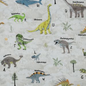 Dinosaurs off white Print Fine Poplin