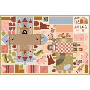 Castle Dollhouse Panel: 100% Cotton: Priced per metre