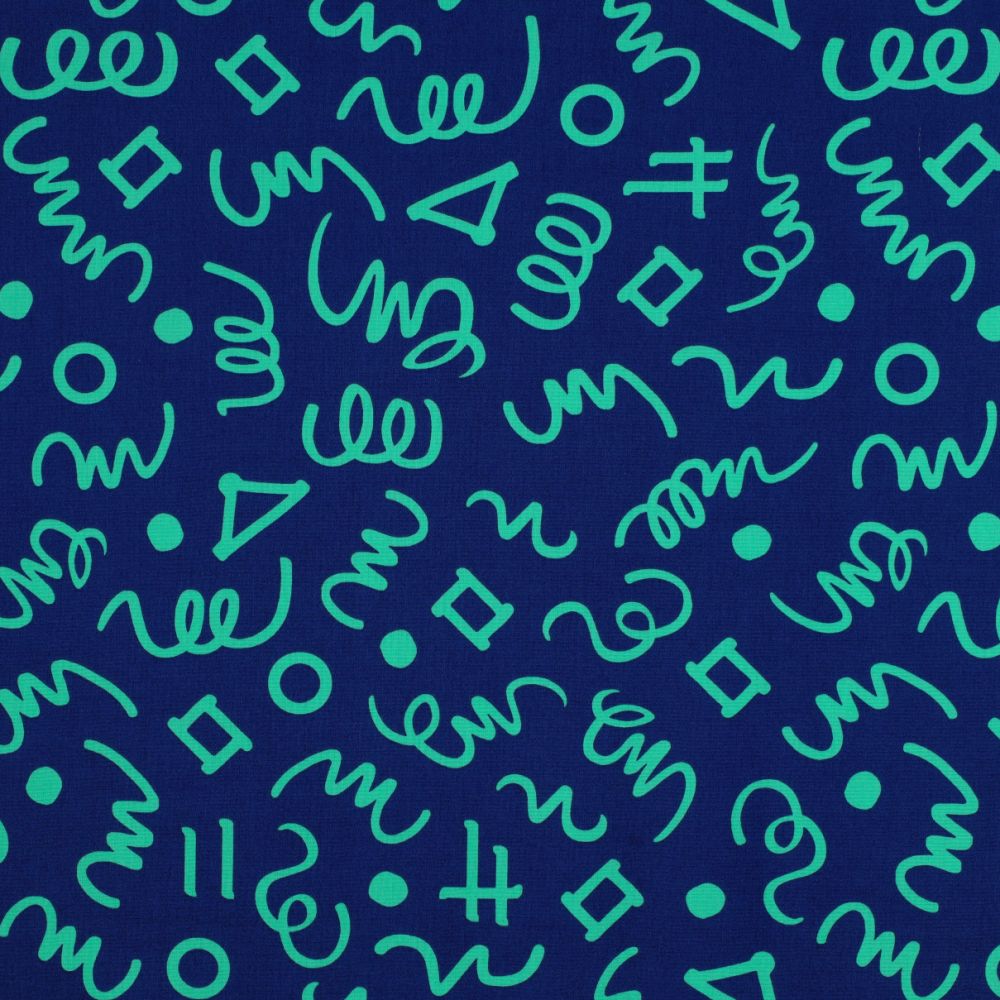 Fine Poplin Geometrics - Blue and Green
