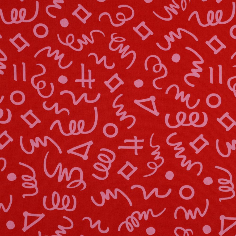 Fine Poplin Geometrics - Red and Pink