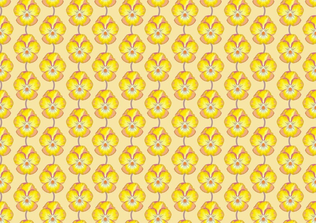 Anna Maria Textiles: Iconic: Forget Me Not Romance: Pansy Yellow