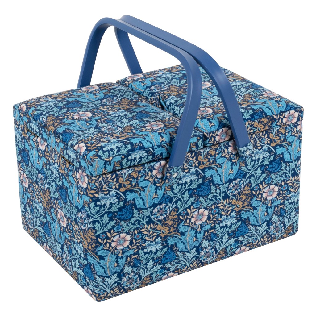 Sewing Box (L): Twin Lid: Woodblock Floral
