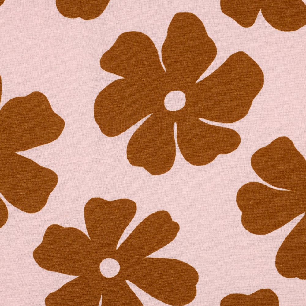 Linen Viscose Flowers - Light Pink and Brown