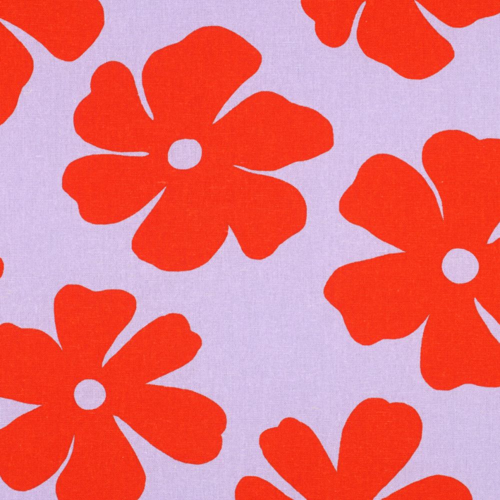 Linen Viscose Flowers - Purple and Orange
