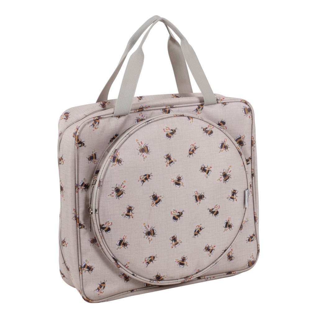 Project / Craft Bag with Embroidery Hoop Storage: Soft: Bee