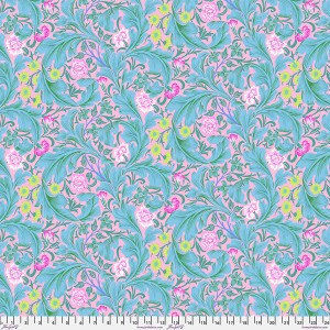 Kaffe Fassett x William Morris Collaboration - Leicester - Aqua : 112cm wide cotton