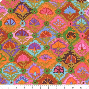 Kaffe Fassett Collective -  Step Flower - Khaki : 112cm wide cotton