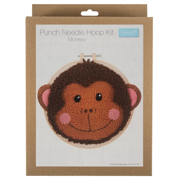 Punch Needle Kit: Yarn and Hoop: Monkey