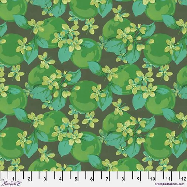 Martha Negley Nation of Flowers - 100% Cotton - Green Orange Blossom